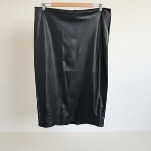 Eloquii Faux Leather Column Skirt, Black, Women's Size 16